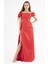 Kırmızı Drape Detaylı Saten Kumaş Abiye 9704858.08 1