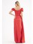 Kırmızı Drape Detaylı Saten Kumaş Abiye 9704858.08 2