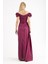 Mürdüm Drape Detaylı Saten Kumaş Abiye 9704858.21 2