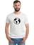 Silhouette Earth Icon Baskılı Beyaz Erkek Örme Tshirt 1