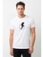 Flash Lightning Baskılı Beyaz Erkek Örme Tshirt 1