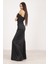 Siyah Drape Detaylı Saten Kumaş Abiye 9704858.01 3