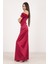 Bordo Drape Detaylı Saten Kumaş Abiye 9704858.04 3