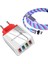 A6 Çoklu Şarj Adaptörü + Micro USB Magnetic Akan LED Işıklı Şarj Kablosu - 1 mt 1