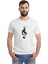 Sol Anahtarı Baskılı Beyaz Erkek Örme Tshirt 1