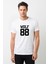 Wolf 88 Logo Baskılı Beyaz Erkek Örme Tshirt 1