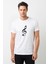 Sol Anahtarı Baskılı Beyaz Erkek Örme Tshirt 1