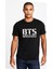 Bts Logo Baskılı Siyah Erkek Örme Tshirt 1