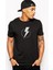 Flash Lightning Baskılı Siyah Erkek Örme Tshirt 1