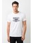 American Costum Vintage Baskılı Beyaz Erkek Örme Tshirt 1