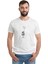 Astronot Uzay Balon Ay Baskılı Beyaz Erkek Örme Tshirt 1