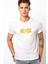 Acdc Logo Sarı Baskılı Beyaz Erkek Örme Tshirt 1