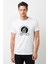 Göktürk Tengri Biz Menen Baskılı Beyaz Erkek Örme Tshirt 1