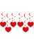 6 Adet Kırmızı Renk Asmalı Kalp Uzar Yaylı Süs 1