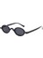 Minimal Vintage Retro Oval Kemik Unisex Güneş Gözlüğü (Siyah) 1