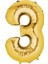 Rakam Folyo Balon Gold Altın Renk Orta Boy 3 Numara 1