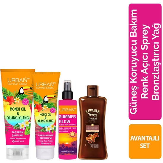 URBAN Care Summer-Monoi Yağı&Ylang Ylang Güneş Koruyucu Set + Hawaiian Tropic Bronzlaştırıcı Yağ