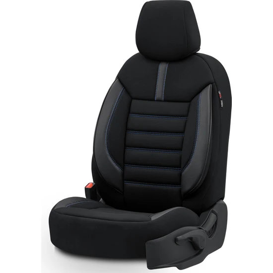 Otom Limited Design Airbag Dikişli Ekstra Destekli Oto Koltuk Kılıfı Tam Set Siyah - Mavi