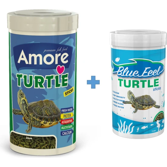 Amore Turtle Sticks 1000ML + Bluefeel Turtle 250ML Kutu Kaplumbağa Yemi