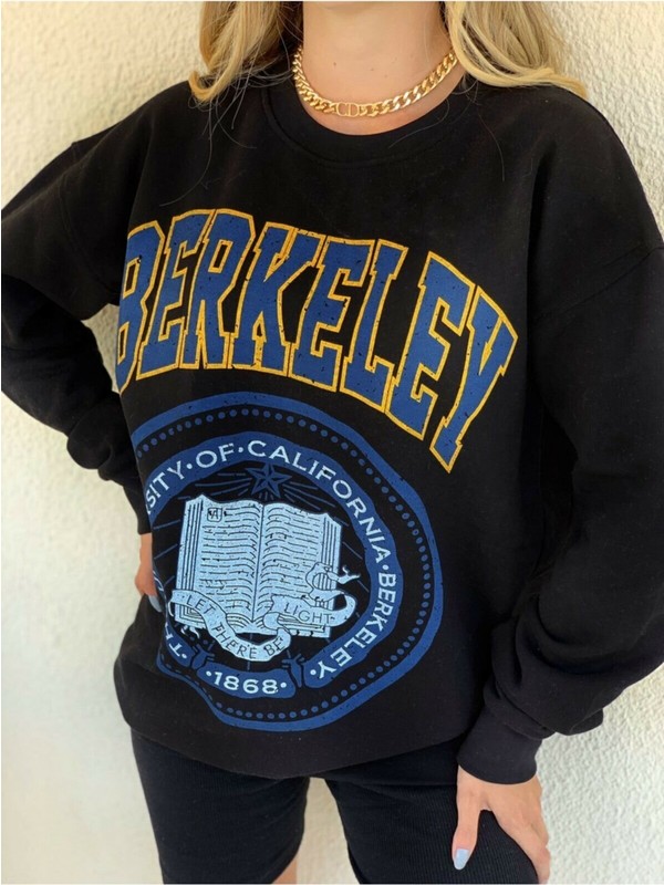 Black Giyim Kadin Siyah Oversize Berkeley Baskili Sweatshirt Fiyati