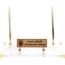 CLK Kişiye Özel Kristal Şeffaf Masa Altın Set İsimlik Premium Şık Ofis Masa İsimliği