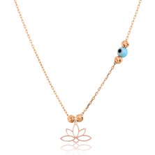 Papatya Silver 925 Ayar Rose Altın Kaplama Dorika Toplu Gümüş Lotus Kolye