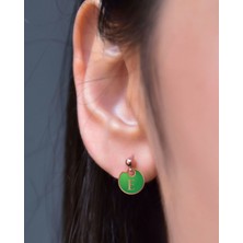 Papatya Silver 925 Ayar Gümüş Rose Kaplama Harfli Mineli Çivili Küpe