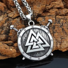Viking Savaşçı Kalkan & Kılıç Tasarım Iskandinav Nordik 316L Kolye