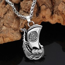 Viking Oseberg Gemi Tasarım Iskandinav Valknut Simgeli Gokstad 316L Kolye