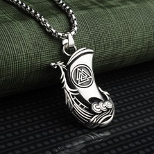 Viking Oseberg Gemisi Nordik Valknut Işlemeli Klastad Tasarım 316L Kolye