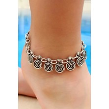 Fildişi Aksesuar Antik Gümüş Kaplama Spiral Şekilli El Yapımı Kadın Halhal