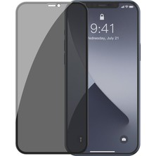 Baseus Apple iPhone 12 Pro Max 6.7" Tam Kaplar Temperli Anti Spy Hayalet Ekran Koruyucu Siyah Çerçeveli Cam 0,3 mm (2 Adet)