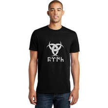 Qivi Göktürk Türk Teşkilatı Mahsusa Baskılı Siyah Erkek Örme Tshirt
