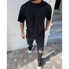 Bikombine Erkek Siyah Oversize T-Shirt