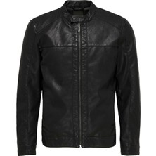 Only & Sons 22012339 Only & Sons Onsmıke Pu Racer Jacket Otw Erkek Deri Mont ve Ceket Black