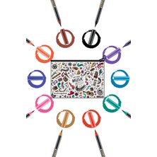 Edding 1340 Brushpen Fırça Uçlu Kalem 10'lu Set + Boyanabilir Kalem Kutu Music