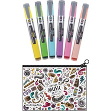 Serve Likit Kalem Tipi Fosforlu Kalem Pastel 6 Renk Set + Boyanabilir Kalem Kutu Music
