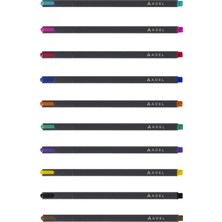 Adel Ince Uçlu Keçe Kalem 0.4 mm 10 Renk Set + Boyanabilir Kalem Kutu Music