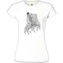 Lord T-Shirt Ayı - Greyangles Beyaz Bayan Tshirt