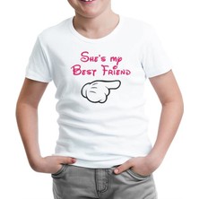 Lord T-Shirt She's My Best Friend 1 Beyaz Çocuk Tshirt