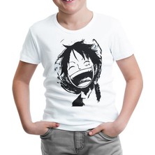 Lord T-Shirt One Piece - Luffy Laugh Beyaz Çocuk Tshirt