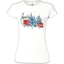 Lord T-Shirt Londra - Kulübe Beyaz Bayan Tshirt