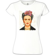 Lord T-Shirt Frida Kahlo 1 Beyaz Bayan Tshirt