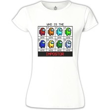 Lord T-Shirt Among Us - Who Is The Impostor Beyaz Bayan Tshirt