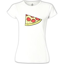 Lord T-Shirt Dilim Pizza Beyaz Bayan Tshirt