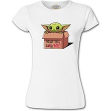 Lord T-Shirt Baby Yoda - Adopt Beyaz Bayan Tshirt