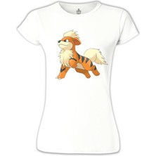 Lord T-Shirt Pokemon - Growlithe Beyaz Bayan Tshirt