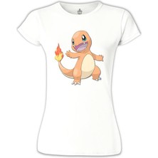 Lord T-Shirt Pokemon - Charmander Beyaz Bayan Tshirt