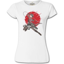 Lord T-Shirt Attack On Titan Levi - Red Moon Beyaz Bayan Tshirt