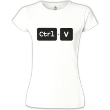Lord T-Shirt Ctrl+V Beyaz Bayan Tshirt